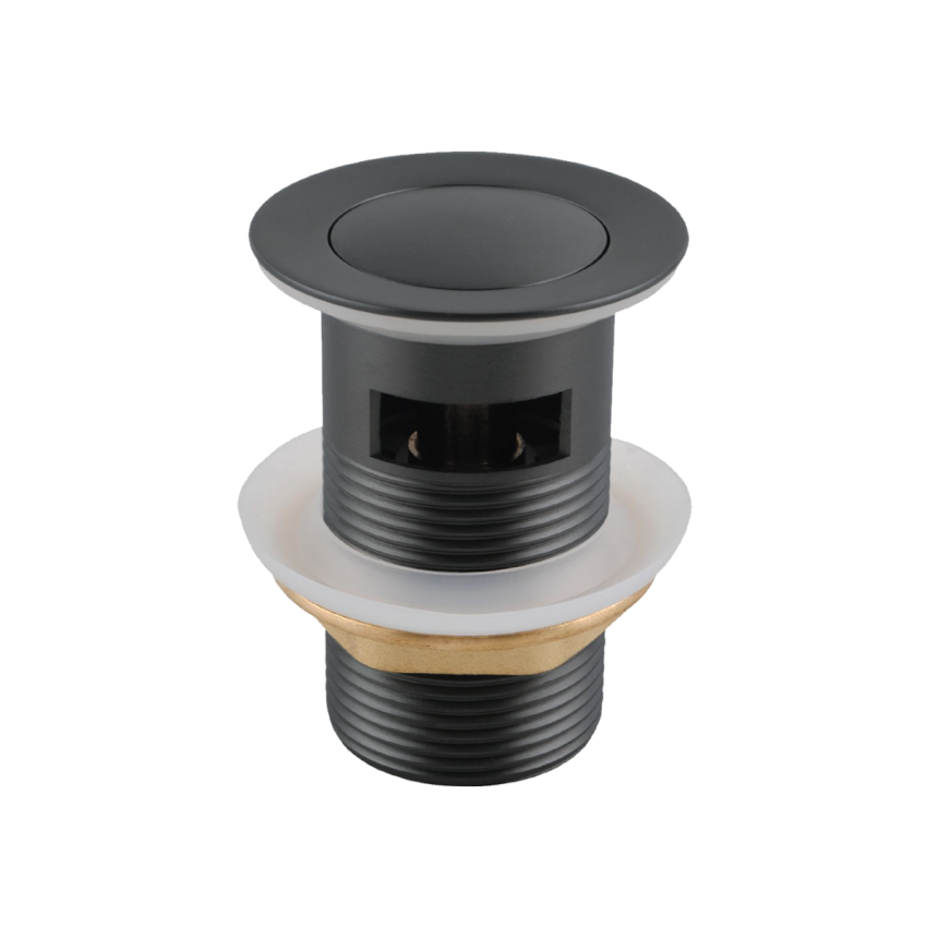 32mm Bathroom Gunmetal Grey Solid Brass Basin Pop Up Waste With Overflow