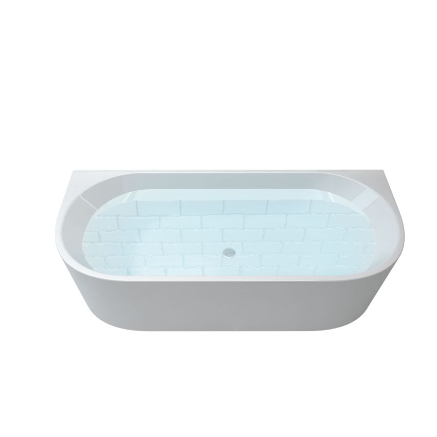 1700mm Back To Wall Bathtub Oval Gloss White Acrylic Rounded Edge