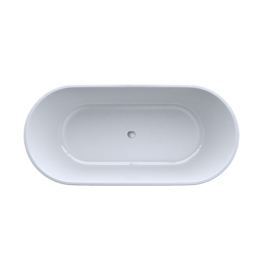 1700mm Freestanding Bathtub Oval Gloss White Acrylic No Overflow