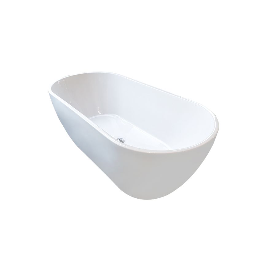 1500mm Freestanding Bathtub Oval Gloss White Acrylic No Overflow