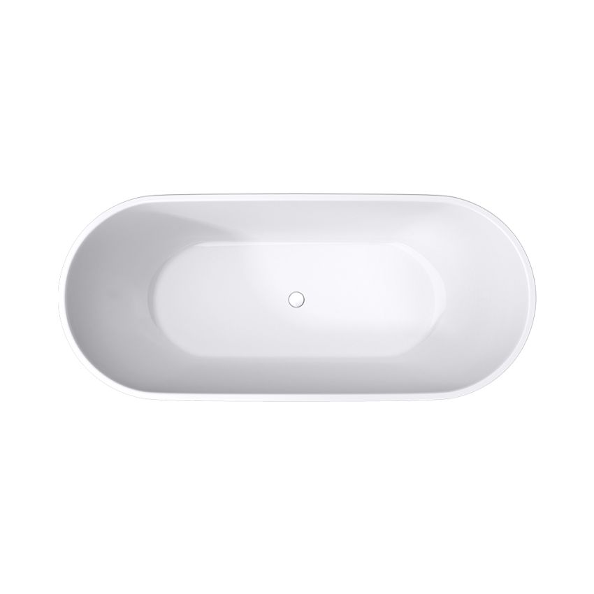 1700mm Freestanding Bathtub Oval Gloss White Acrylic No Overflow