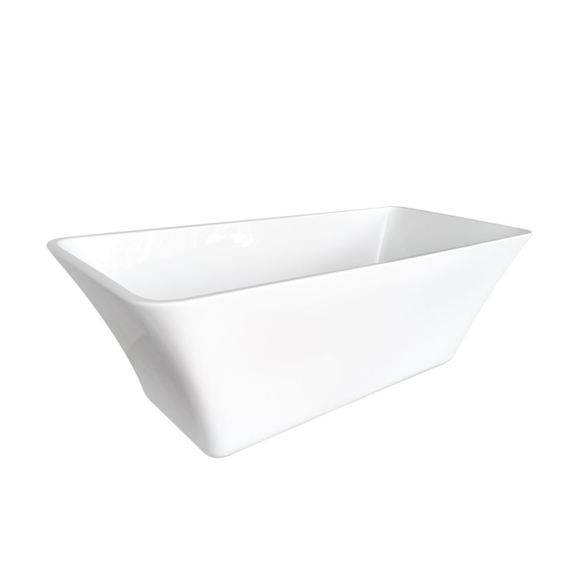 1500mm Freestanding Bathtub Rectangle Gloss White Acrylic No Overflow