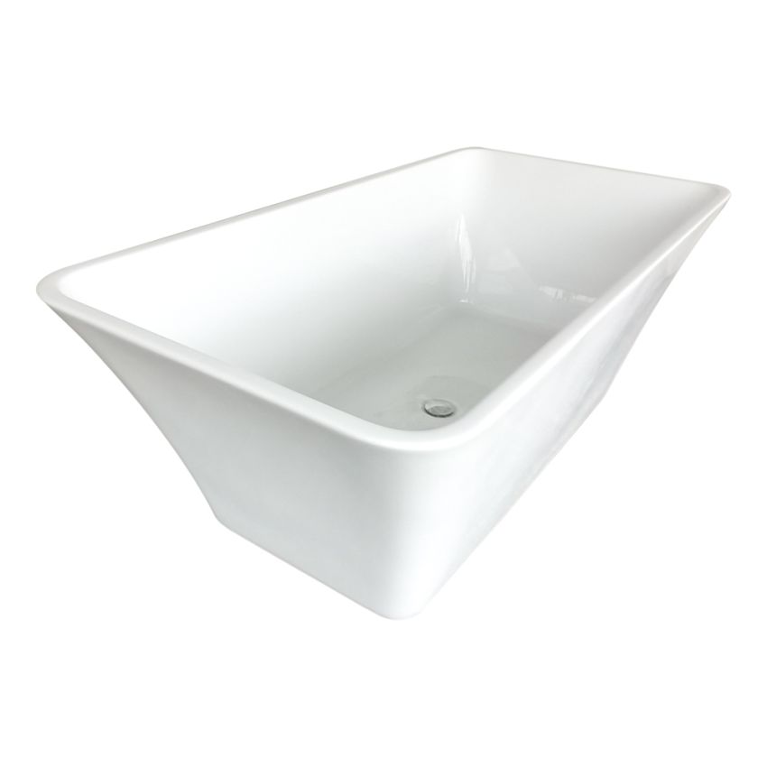 1500mm Freestanding Bathtub Rectangle Gloss White Acrylic No Overflow