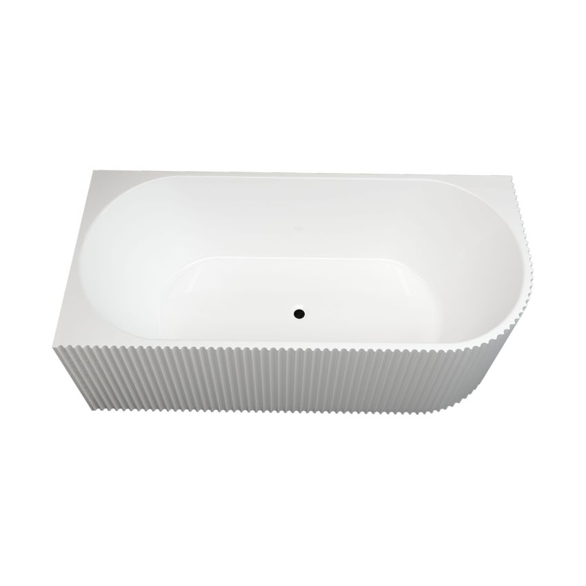 1700mm Back To Wall Grooved Left Corner Fit Gloss White Acrylic Bathtub