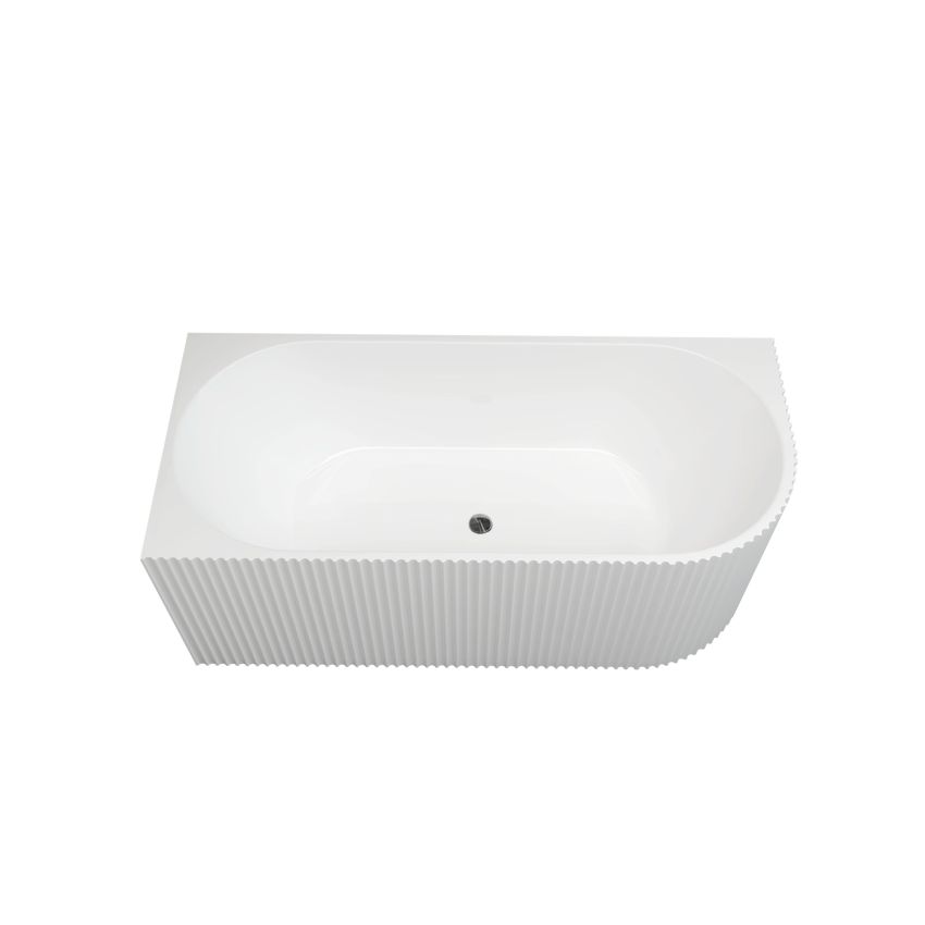 1500mm Freestanding Grooved Left Corner Fit Gloss White Acrylic Bathtub No Overflow