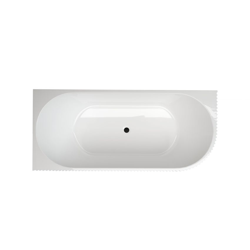 1500mm Freestanding Grooved Left Corner Fit Gloss White Acrylic Bathtub No Overflow
