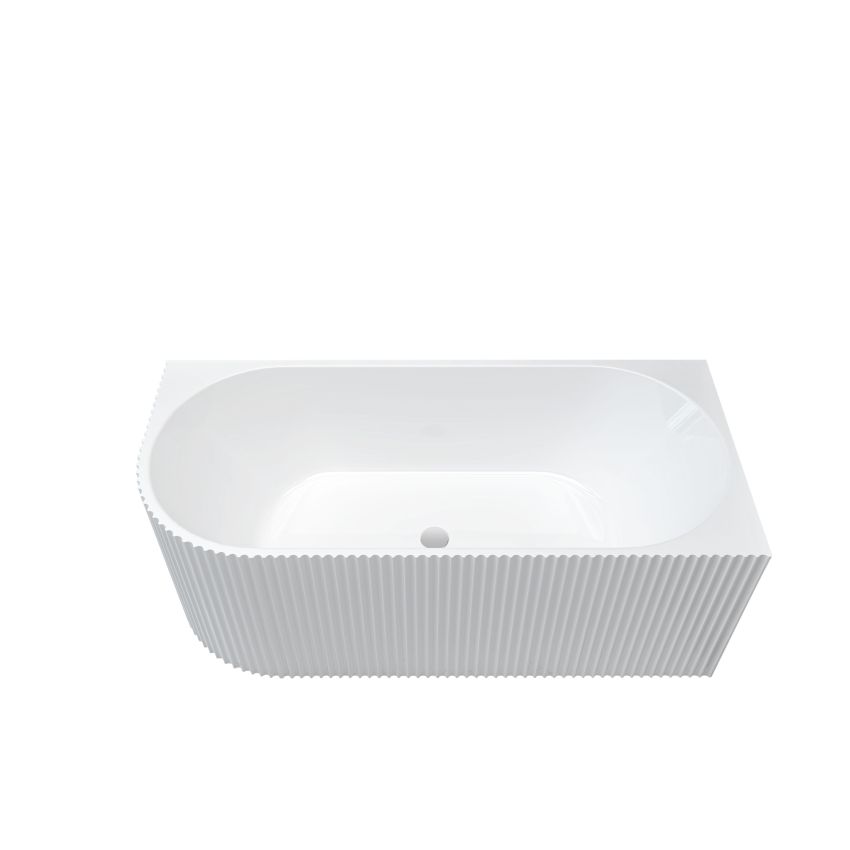 1500mm Freestanding Grooved Right Corner Fit Gloss White Acrylic Bathtub No Overflow