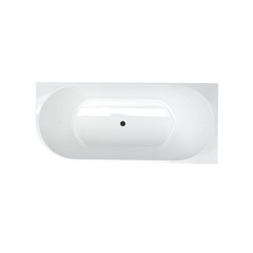 1500mm Freestanding Grooved Right Corner Fit Gloss White Acrylic Bathtub No Overflow