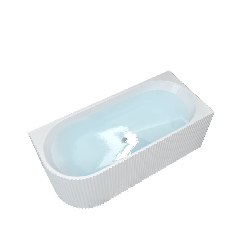 1500mm Freestanding Grooved Right Corner Fit Gloss White Acrylic Bathtub No Overflow