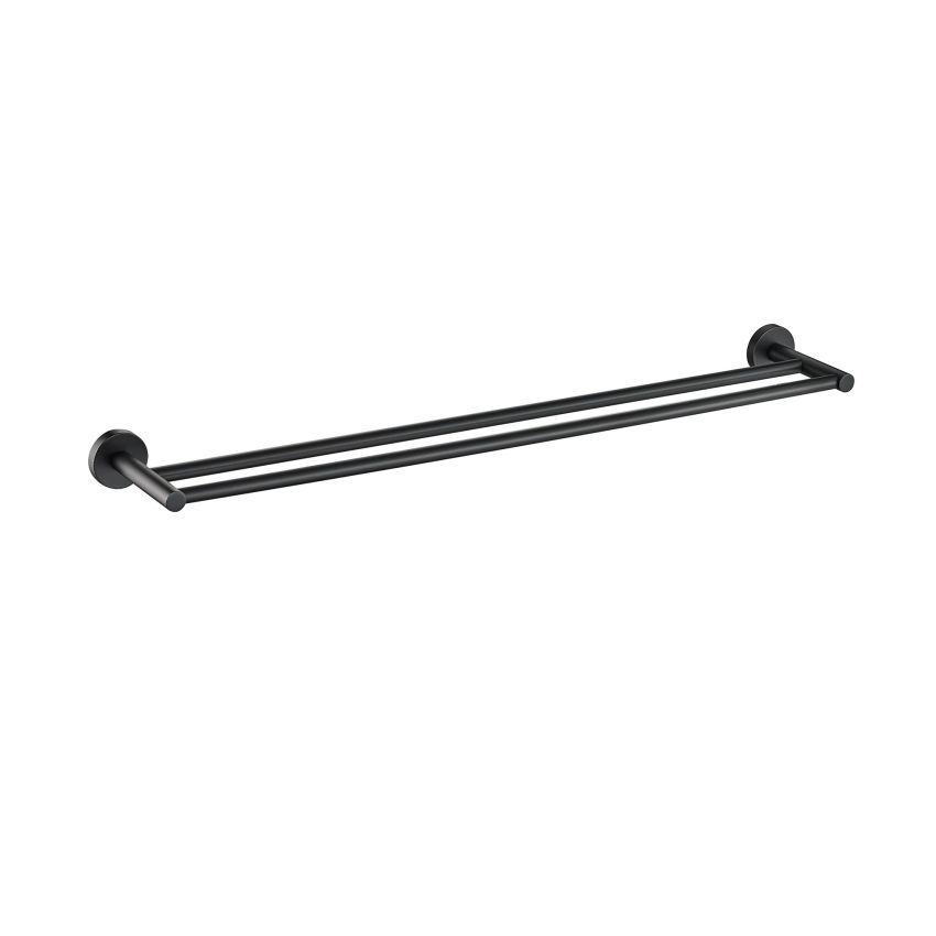 Otus Round Double Towel Rail 600mm Matt Black