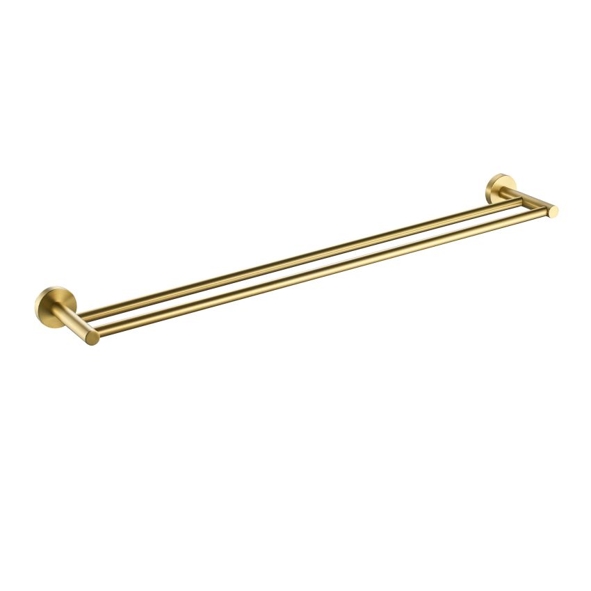 Otus Round Double Towel Rail 600mm Brushed Gold