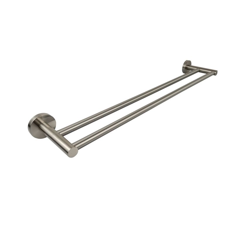 Otus Round Double Towel Rail 600mm Brushed Nickel