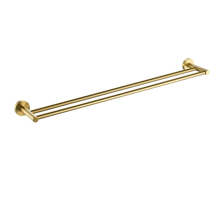 Otus Round Double Towel Rail 750mm Brushed Gold