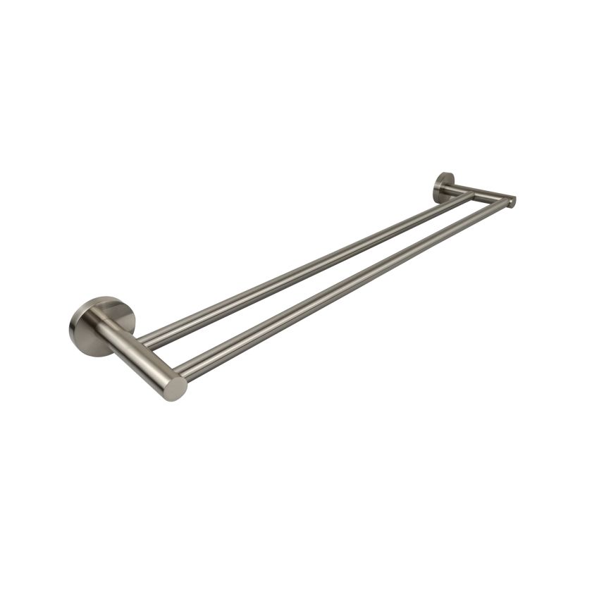 Otus Round Double Towel Rail 750mm Brushed Nickel