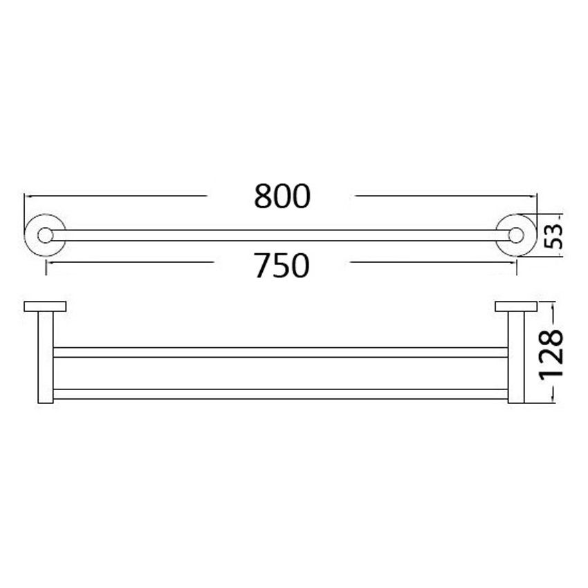 Otus Round Double Towel Rail 750mm Chrome