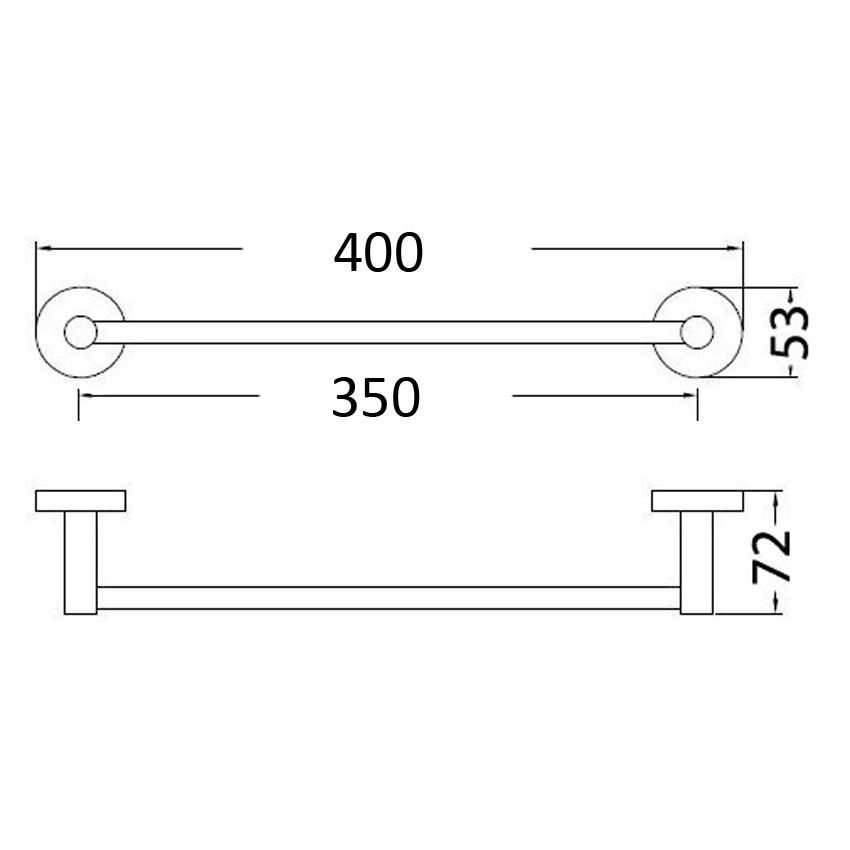 Otus Round Single Towel Rail 350mm Brushed Nickel
