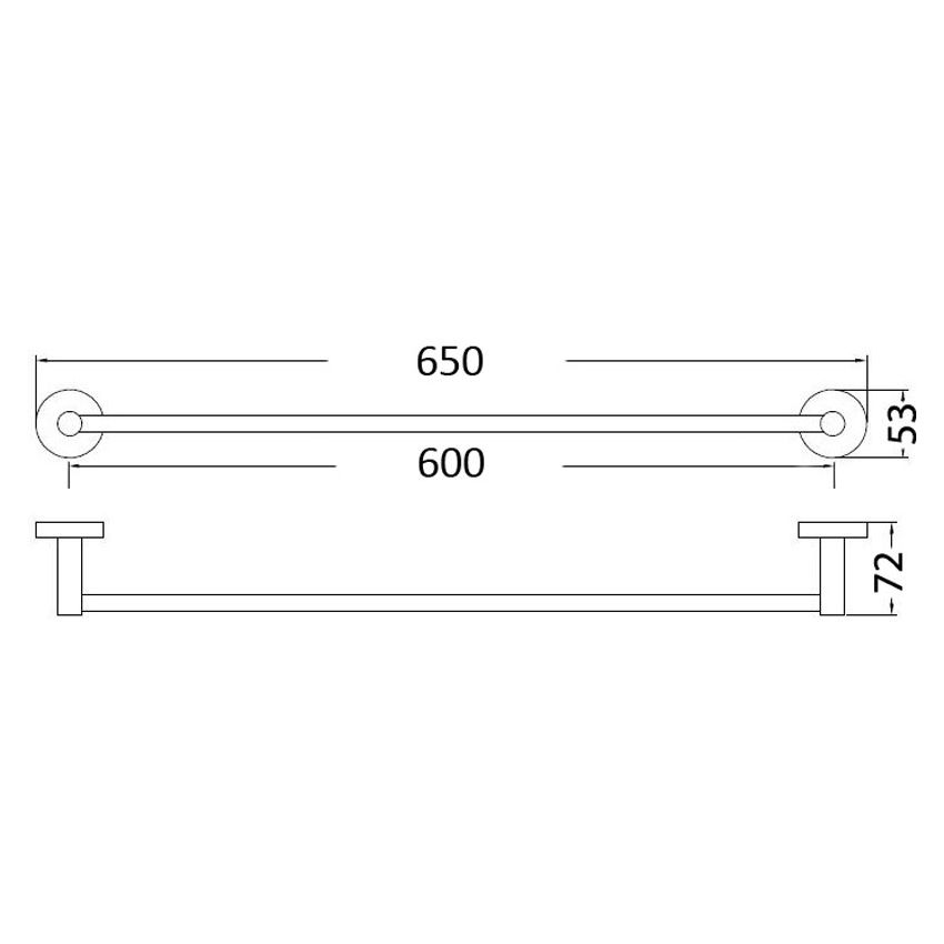Otus Round Single Towel Rail 600mm Chrome