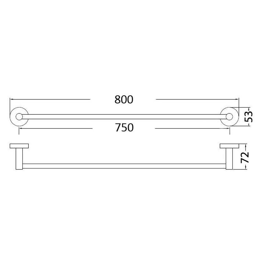Otus Round Single Towel Rail 750mm Brushed Nickel
