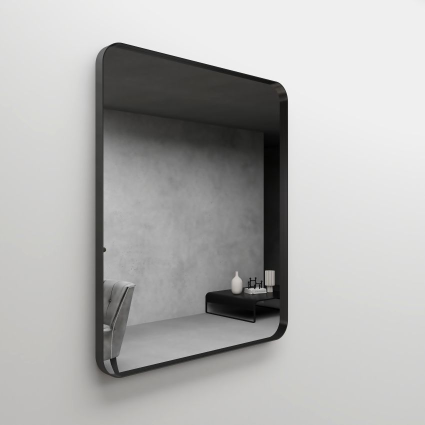 750mm (L) x 900mm (D) Metal Frame Mirror Matte Black Rectangle Framed Mirror
