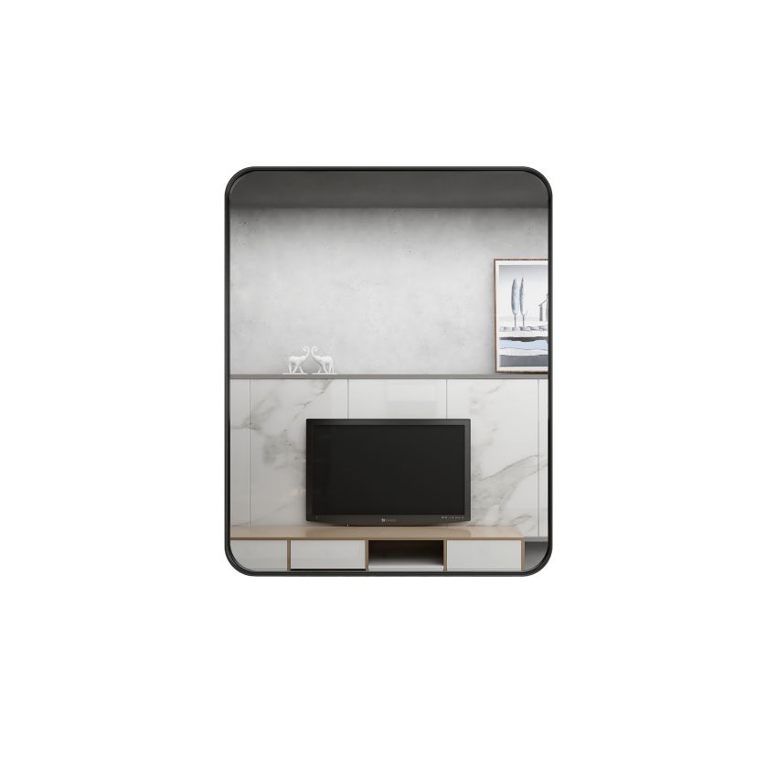 600mm (L) x 750mm (D) Metal Frame Mirror Matte Black Rectangle Framed Mirror