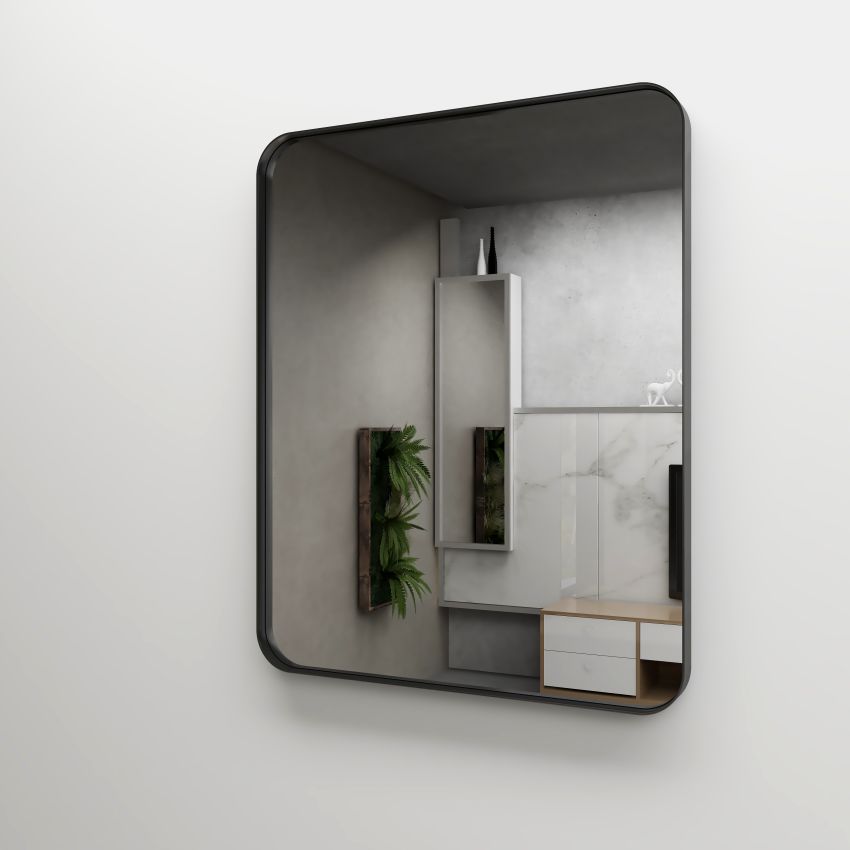 600mm (L) x 750mm (D) Metal Frame Mirror Matte Black Rectangle Framed Mirror