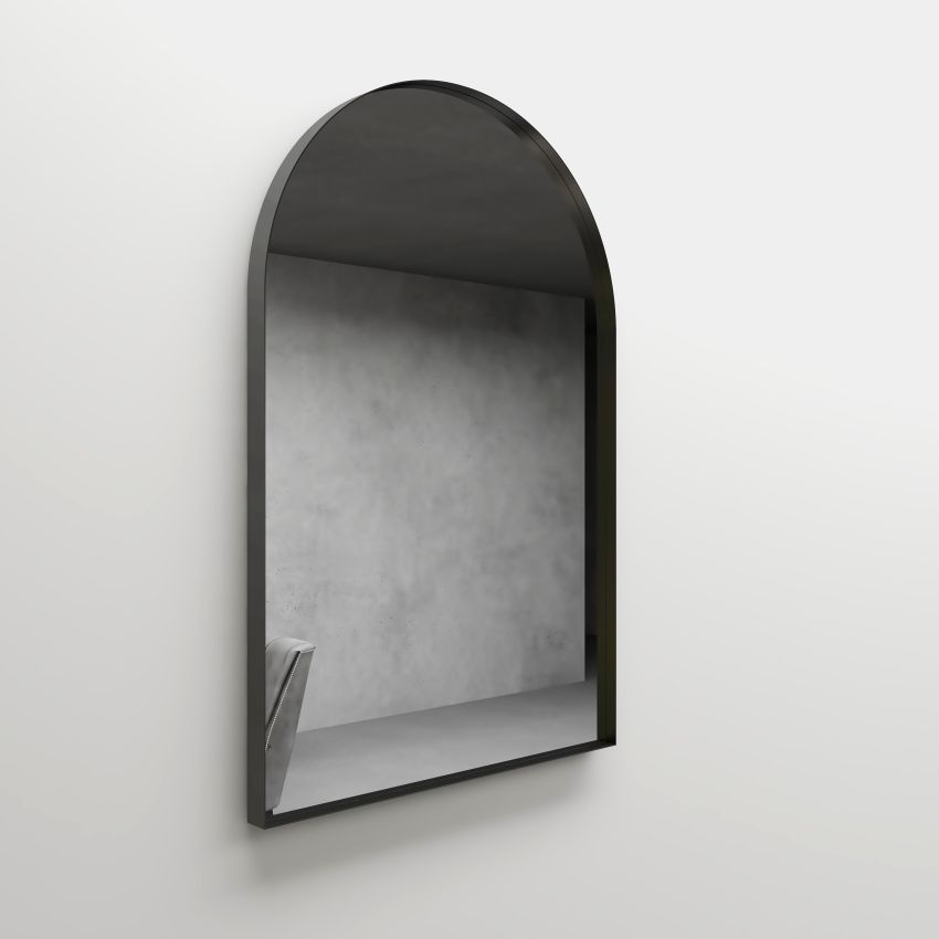 600mm (L) x 900mm (D) Metal Frame Mirror Matte Black Arch Framed Mirror