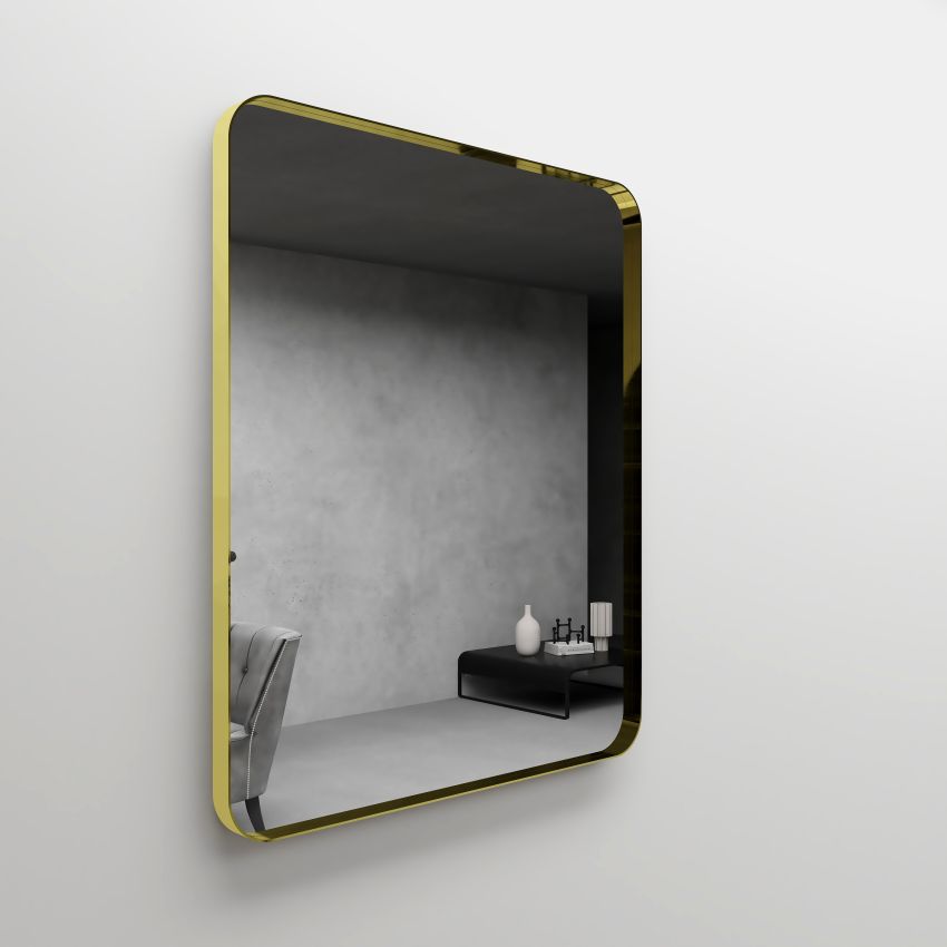 750mm (L) x 900mm (D) Metal Frame Mirror Brushed Gold Rectangle Framed Mirror