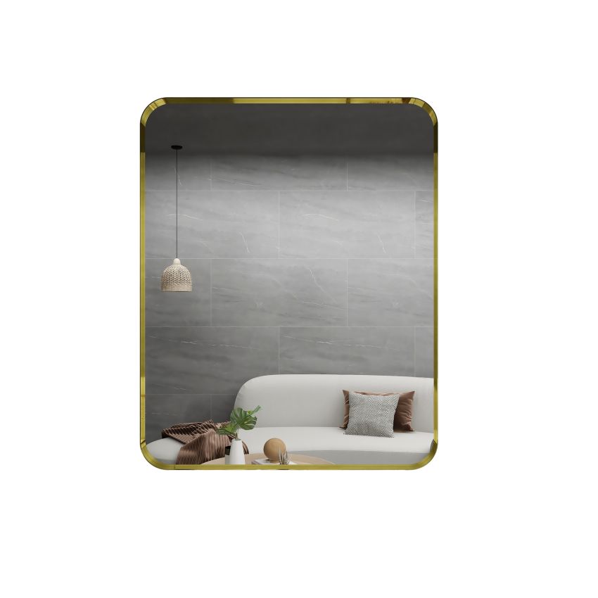 600mm (L) x 750mm (D) Metal Frame Mirror Brushed Gold Rectangle Framed Mirror