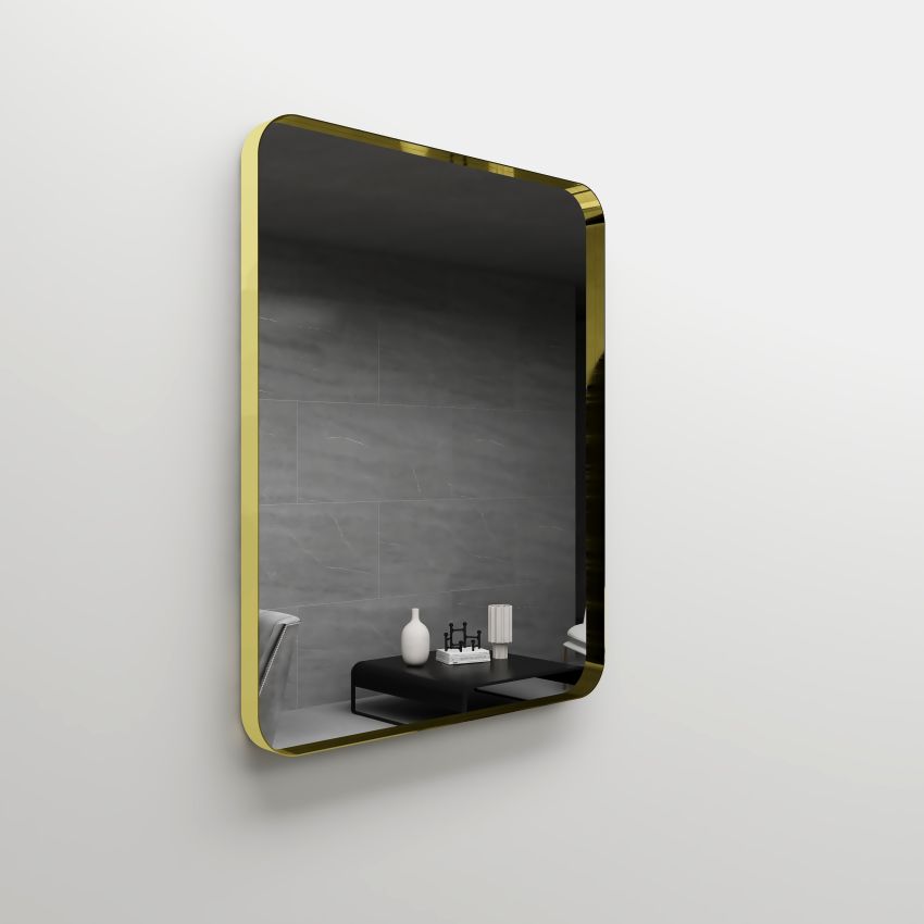 600mm (L) x 750mm (D) Metal Frame Mirror Brushed Gold Rectangle Framed Mirror