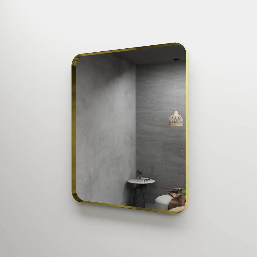 600mm (L) x 750mm (D) Metal Frame Mirror Brushed Gold Rectangle Framed Mirror