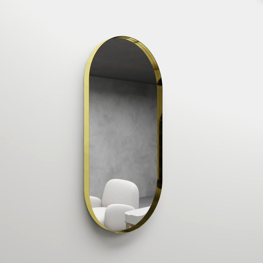 450mm (L) x 900mm (D) Metal Frame Mirror Brushed Gold Oval Framed Mirror