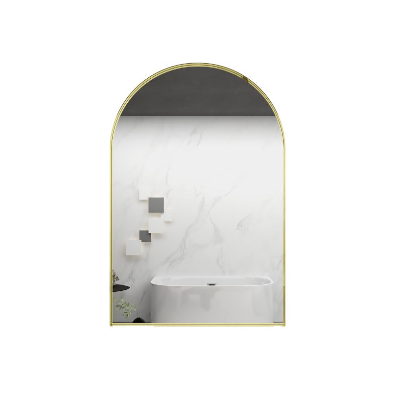 600mm (L) x 900mm (D) Metal Frame Mirror Brushed Gold Arch Framed Mirror