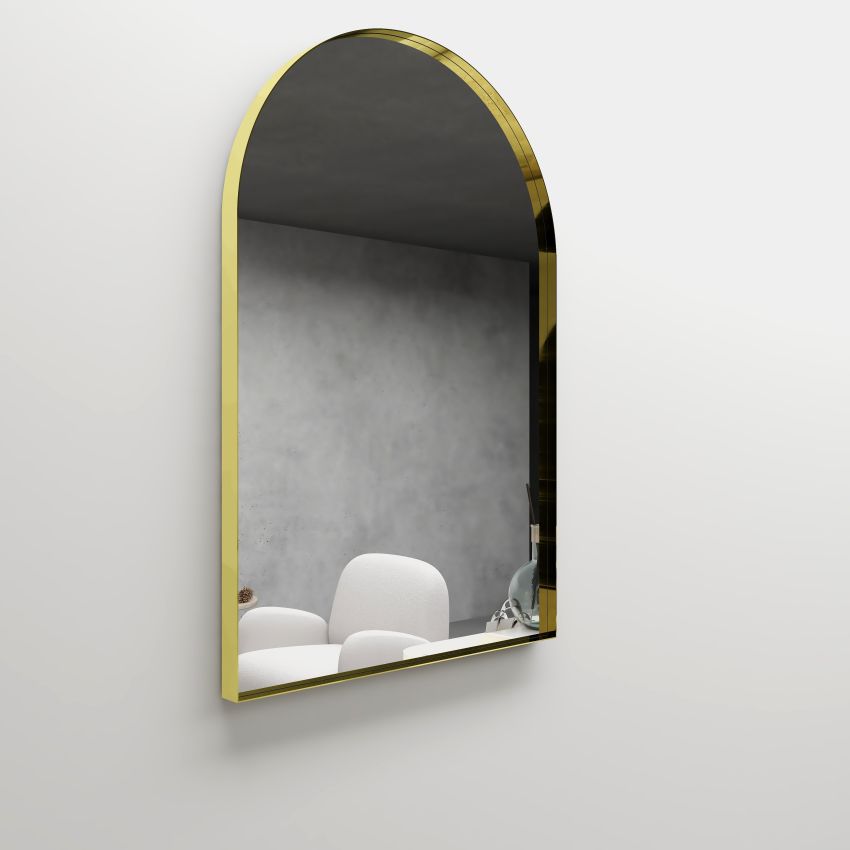 600mm (L) x 900mm (D) Metal Frame Mirror Brushed Gold Arch Framed Mirror