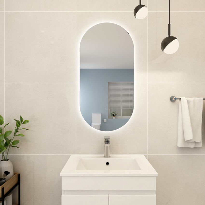 450mm (L) x 900mm (D) Back Lit Oval 3 color LED mirror Bathroom Makeup Smart Touch