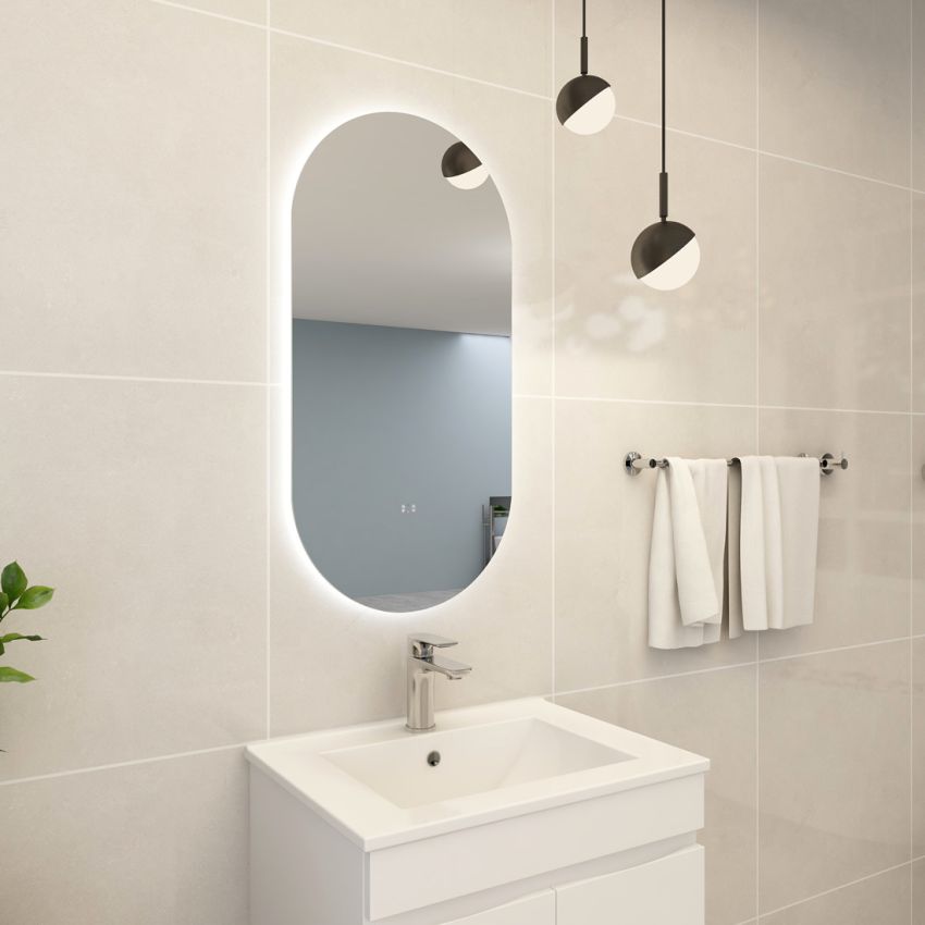 450mm (L) x 900mm (D) Back Lit Oval 3 color LED mirror Bathroom Makeup Smart Touch