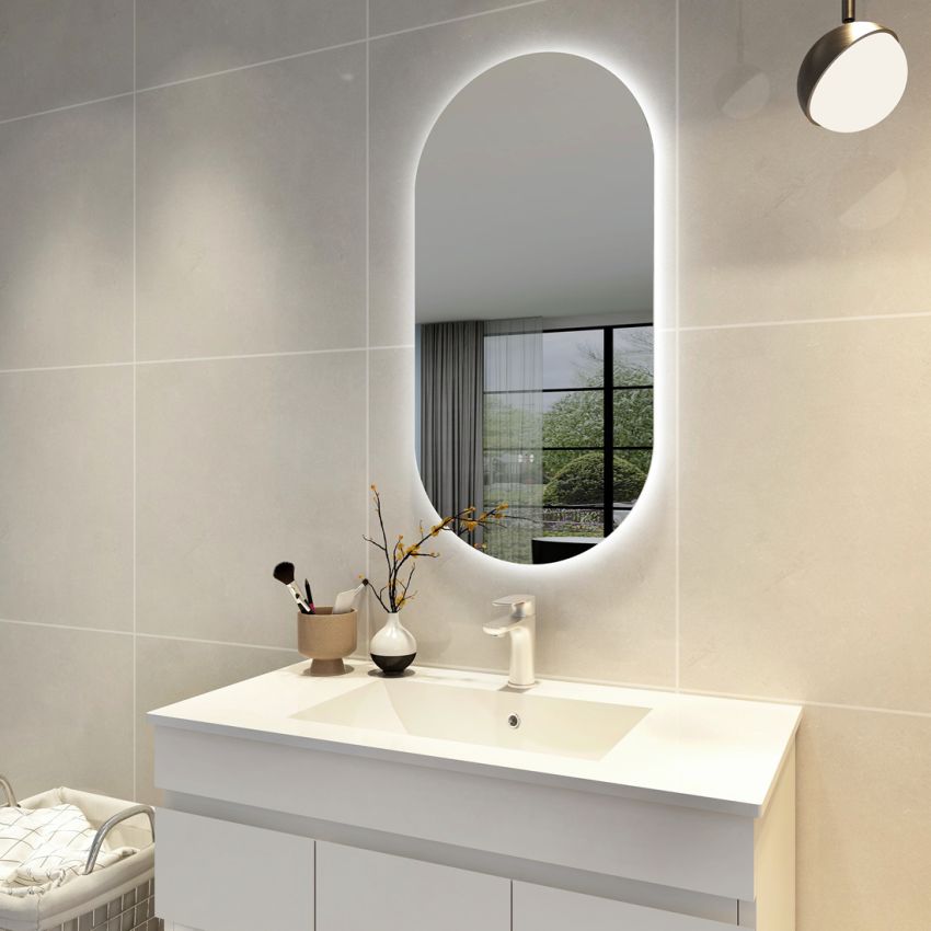 450mm (L) x 900mm (D) Back Lit Oval 3 color LED mirror Bathroom Makeup Smart Touch