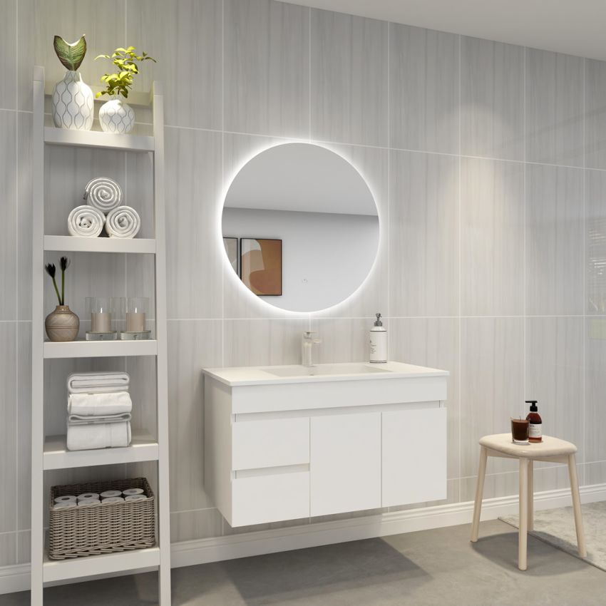 750mm 3 Color Round Backlit Bathroom LED Mirror Dustproof Smart Touch