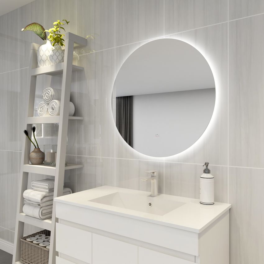 750mm 3 Color Round Backlit Bathroom LED Mirror Dustproof Smart Touch