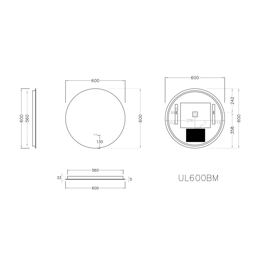 600mm 3 Color Round Backlit Bathroom LED Mirror Dustproof Smart Touch