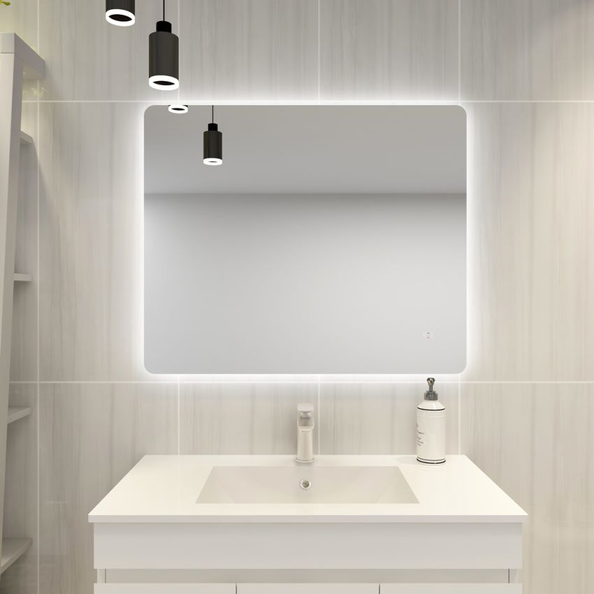 900mm (L) x 750mm (D) Round Edge 3 Color Rectangle Backlit Bathroom LED Mirror