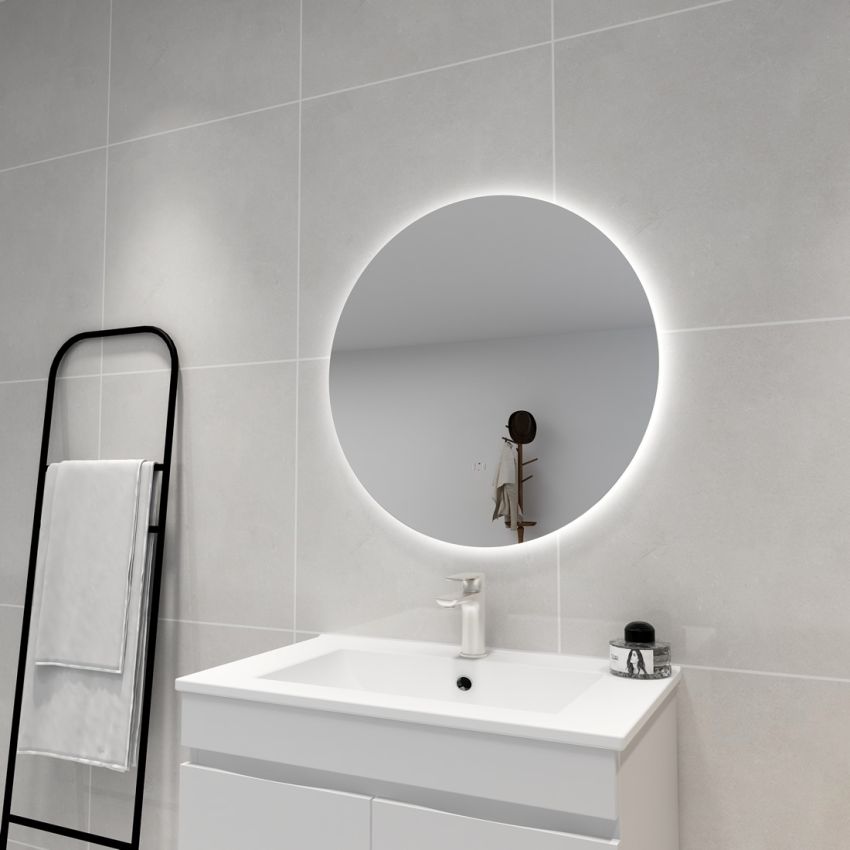 700mm 3 Color Round Backlit Bathroom LED Mirror Makeup Dustproof Smart Touch