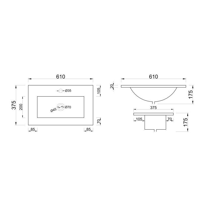 600x360mm Nana Slim Gloss White Thin Edge Ceramic Top