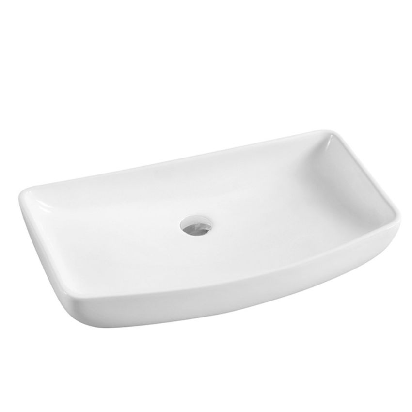 600x385x130mm Rectangle Gloss White Ceramic Above Counter Basin Non-overflow