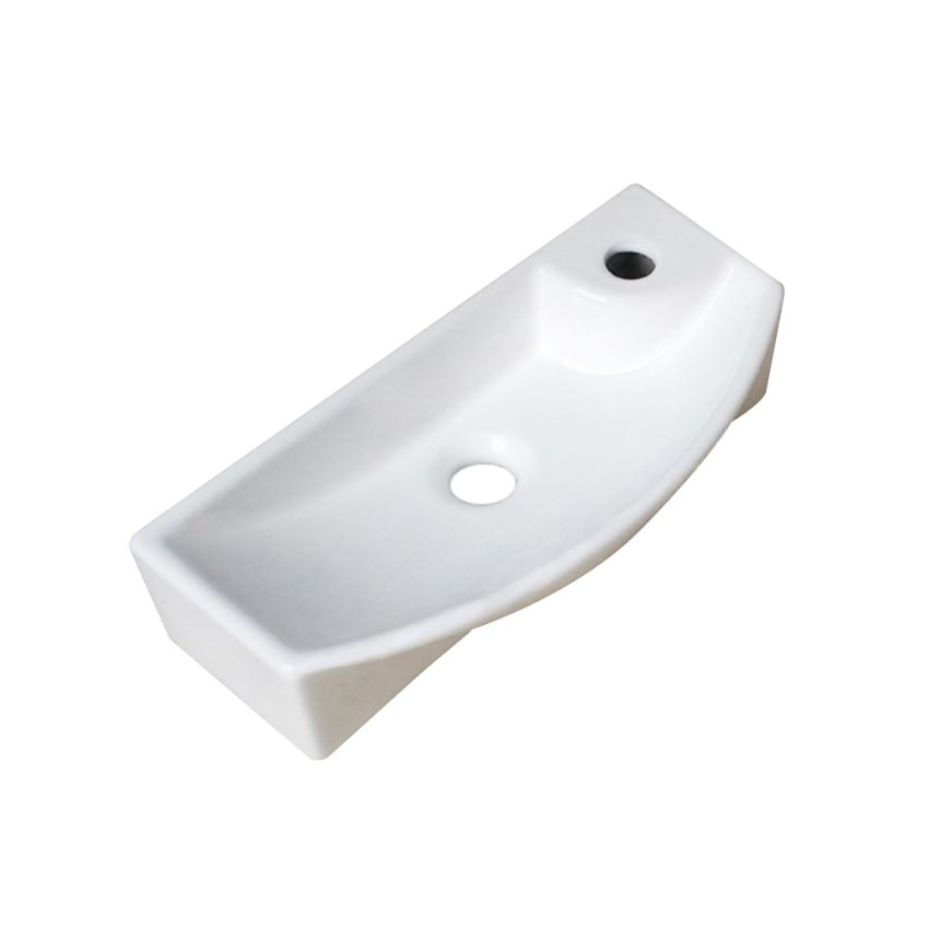 460x210x110mm Rectangle Gloss White Ceramic Above Counter Wall Hung Basin Non-overflow