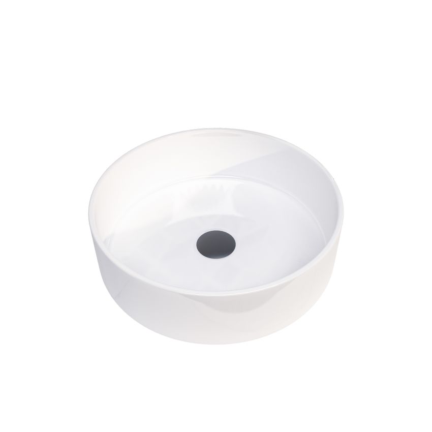 360x360x120mm Round Gloss White Ceramic Above Counter Basin Non-overflow