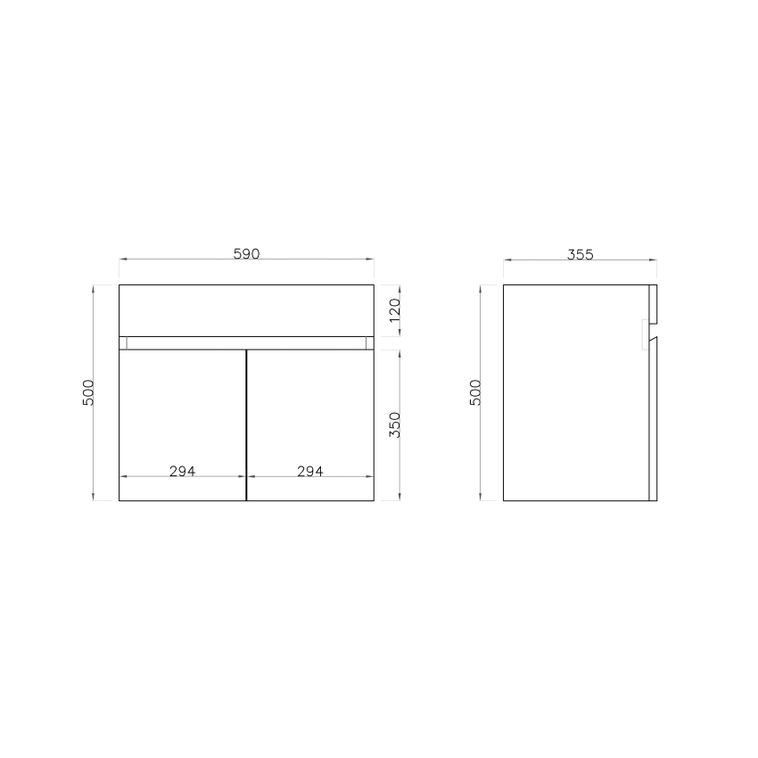 600mm 2-Door Narrow Wall Hung MDF Gloss White Bathroom Vanity Cabinet Only