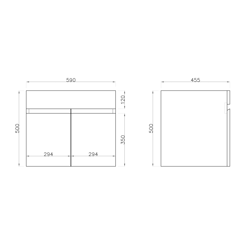 600mm 2-Door Wall Hung MDF Gloss White Finish Bathroom Vanity Cabinet Only