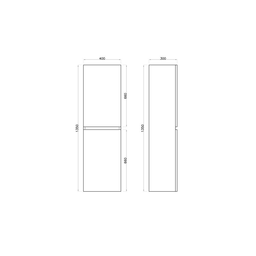 1350(H)x400(L)x300(D)mm Gloss White MDF 2-Door Tall Boy Vanity Tall Boy Cabinet