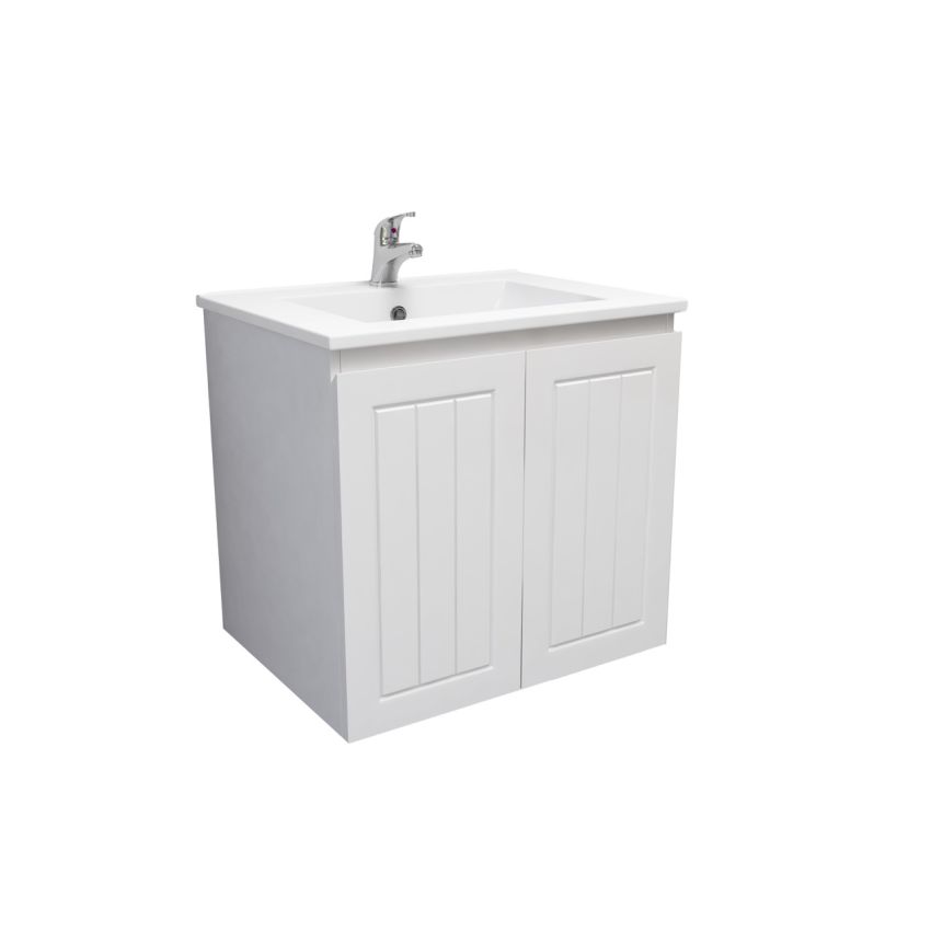 600mm Wall Hung Matte White Linear Surface Bathroom Vanity Cabinet Only