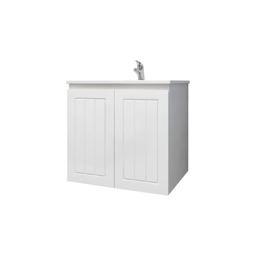 600mm Wall Hung Matte White Linear Surface Bathroom Vanity Cabinet Only